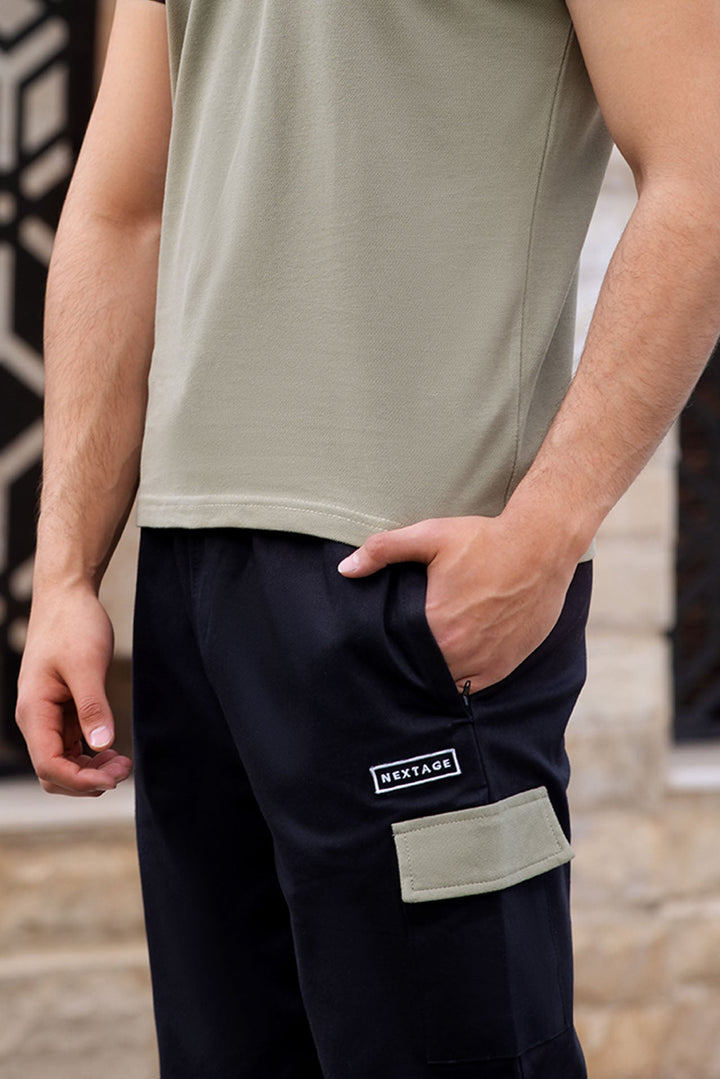 Sea Green Contrast Polo Cargo Trouser