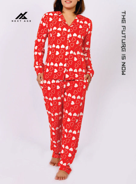 Heart Ornament Printed Shirt & Trouser