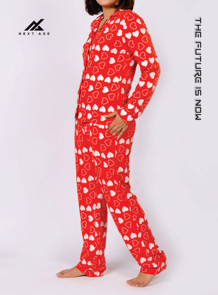 Heart Ornament Printed Shirt & Trouser