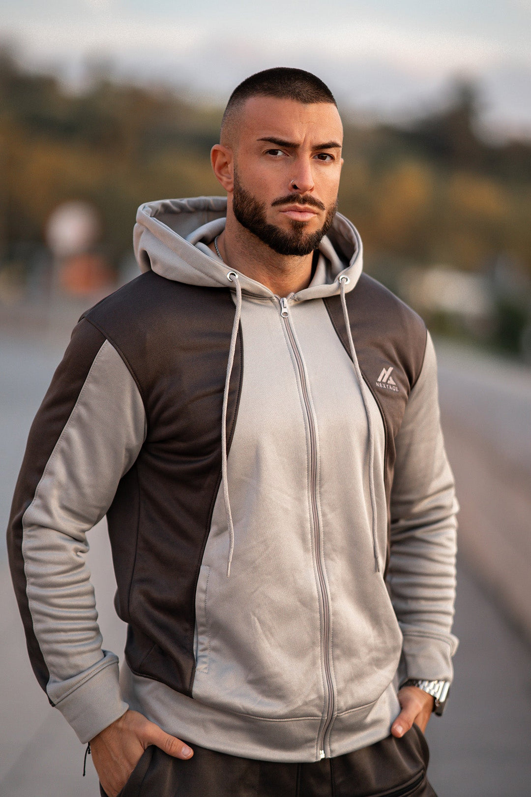 Nextage Logo Grey Poly Fleece Tracksuit