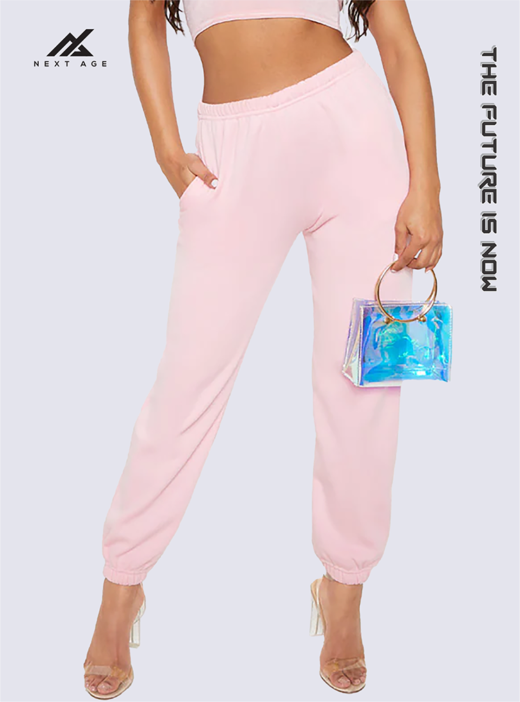 PASTEL PINK CASUAL JOGGERS PANTS