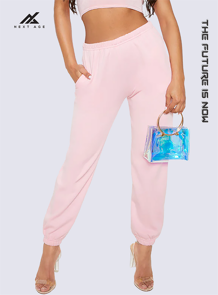 PASTEL PINK CASUAL JOGGERS PANTS