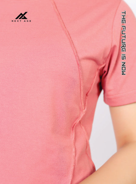 Short Sleeve Cross Seam Detail T-Shirt