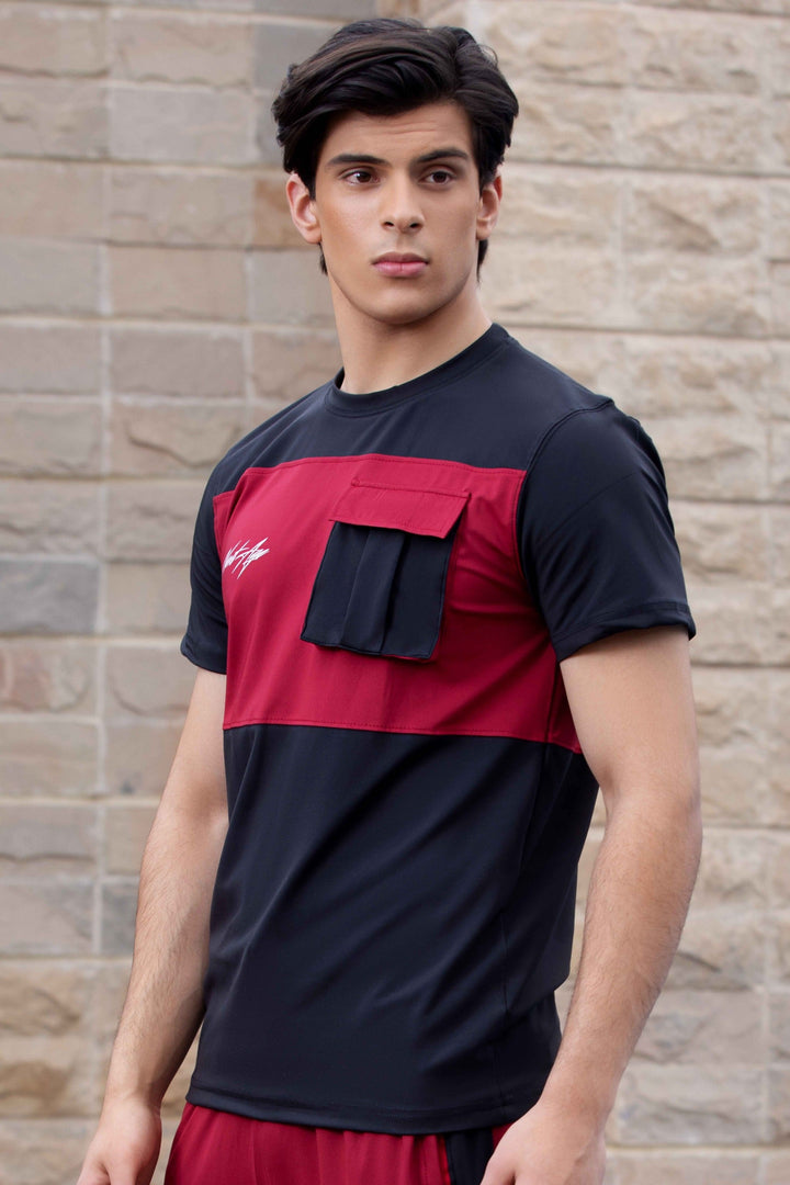 Super Stretch Maroon Black Cargo Shirt