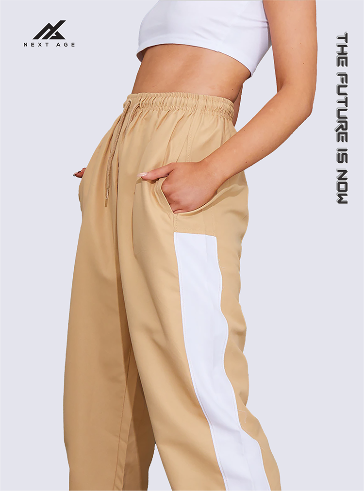 Skinny Camel Side Panel Joggers Pants