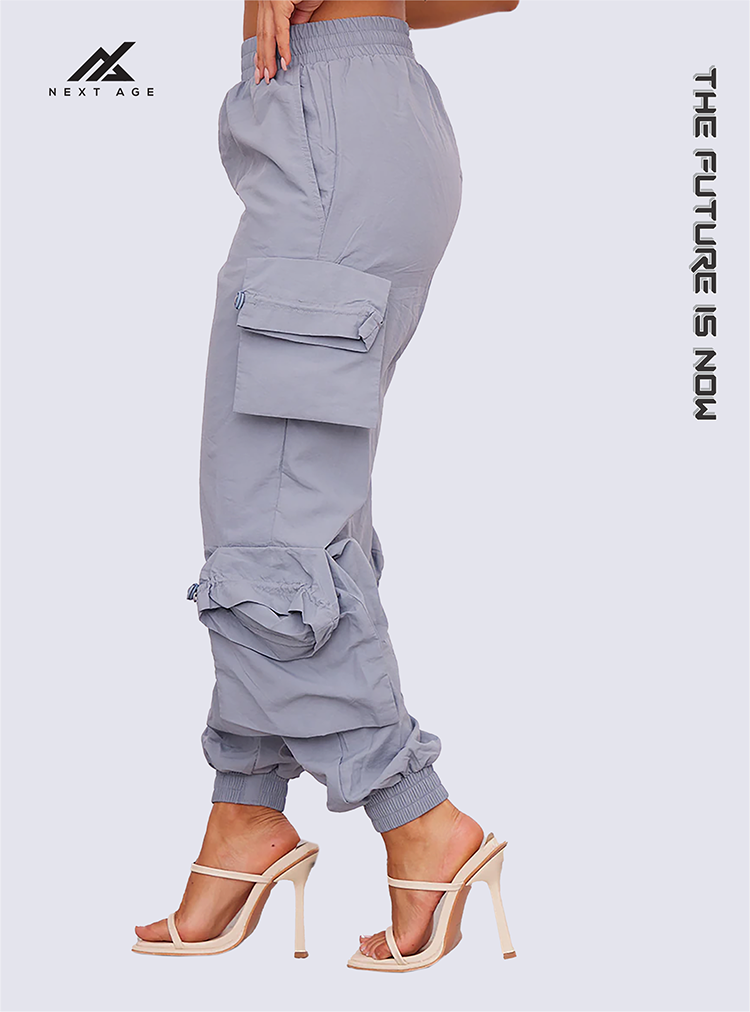 Nylon Pocket Details Cargo Pants