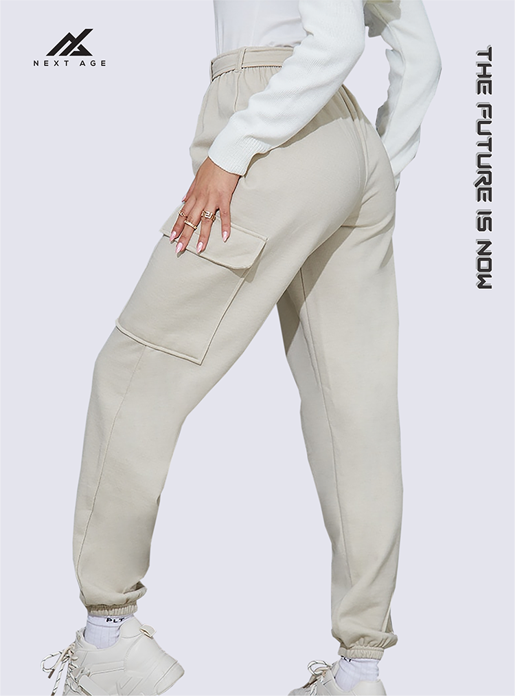 SAND BELTED CARGO JOGGERS