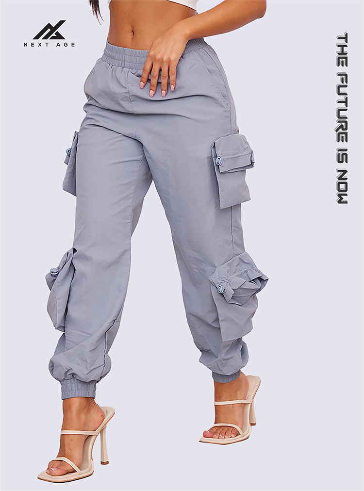 Nylon Pocket Details Cargo Pants