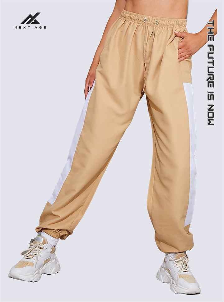 Skinny Camel Side Panel Joggers Pants