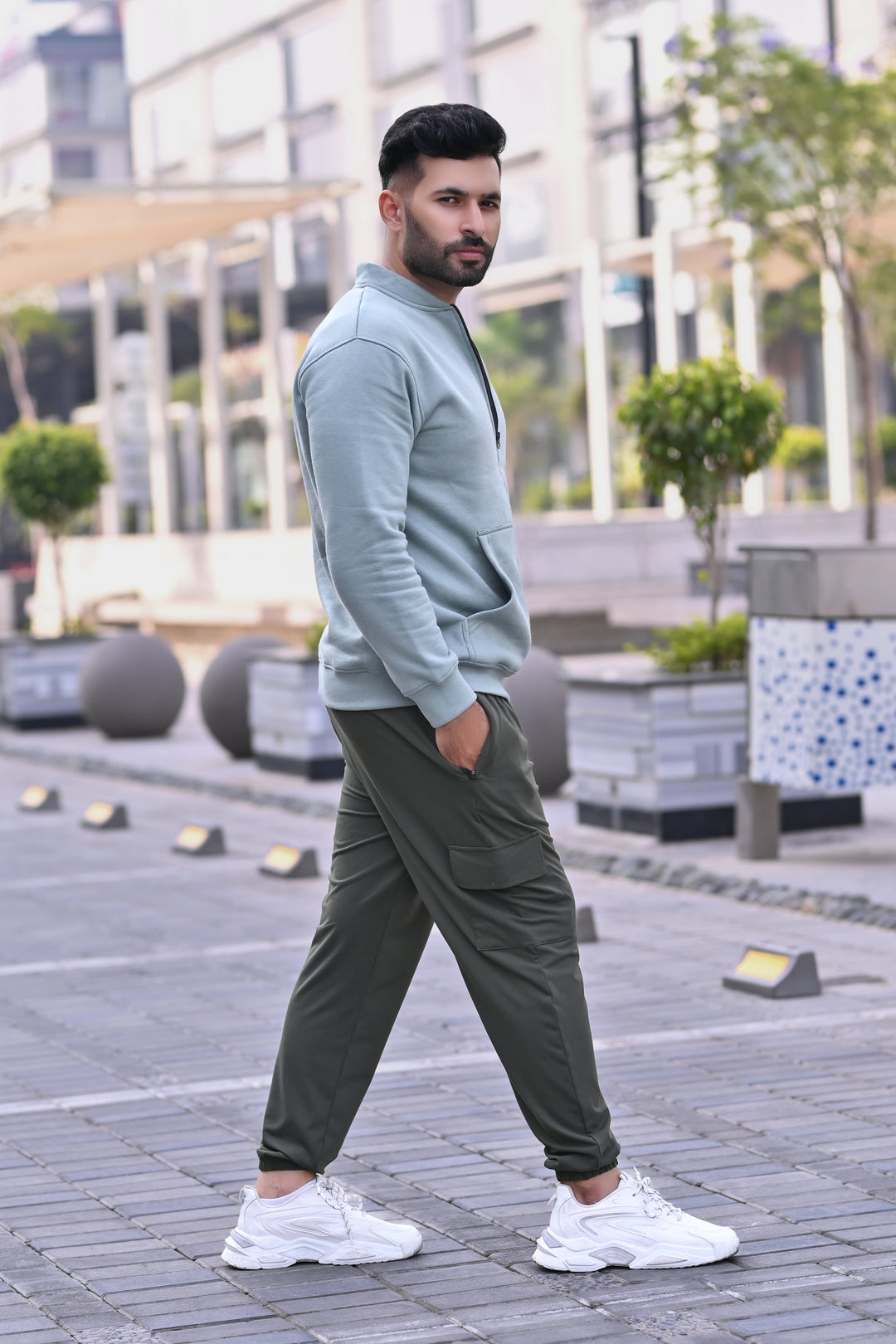 Zip Through Sweatshirt & Cargo Trouser