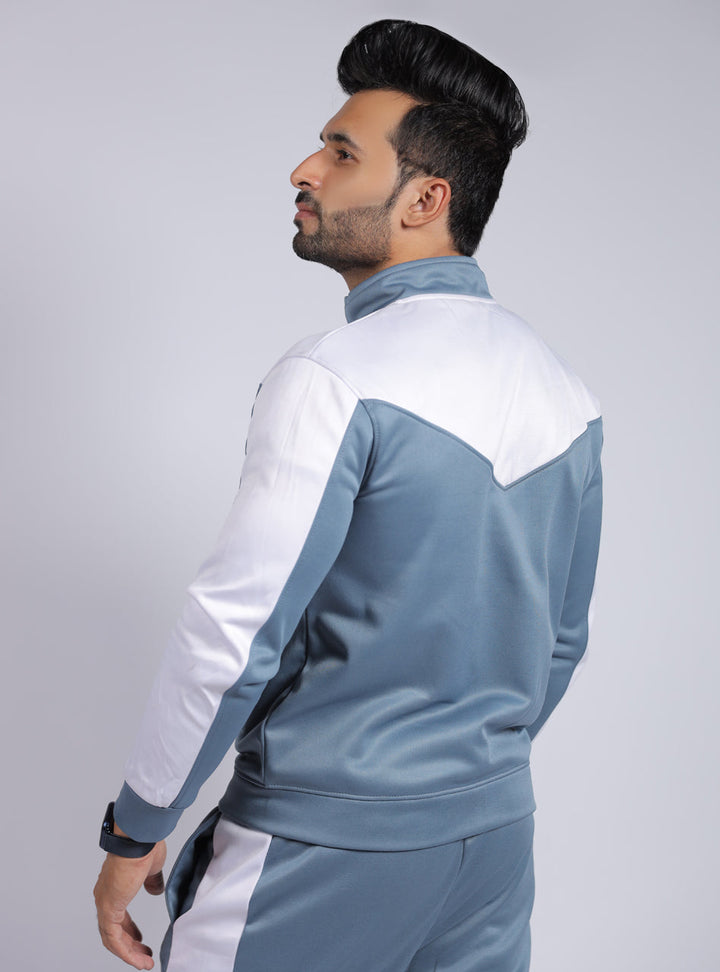 DUSTY BLUE CONTRAS SLOGAN TRACKSUIT