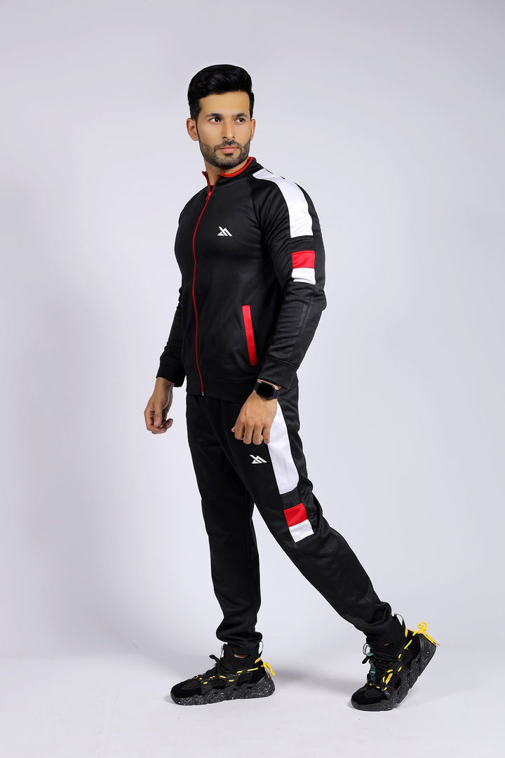 BLACK REGLAN SLOGAN TRACKSUIT