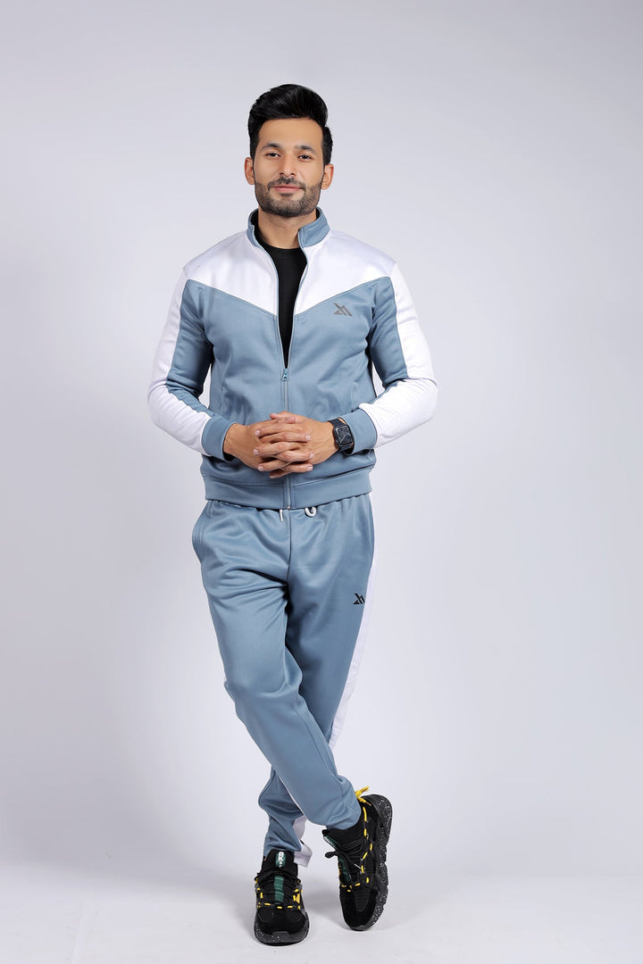 DUSTY BLUE CONTRAS SLOGAN TRACKSUIT