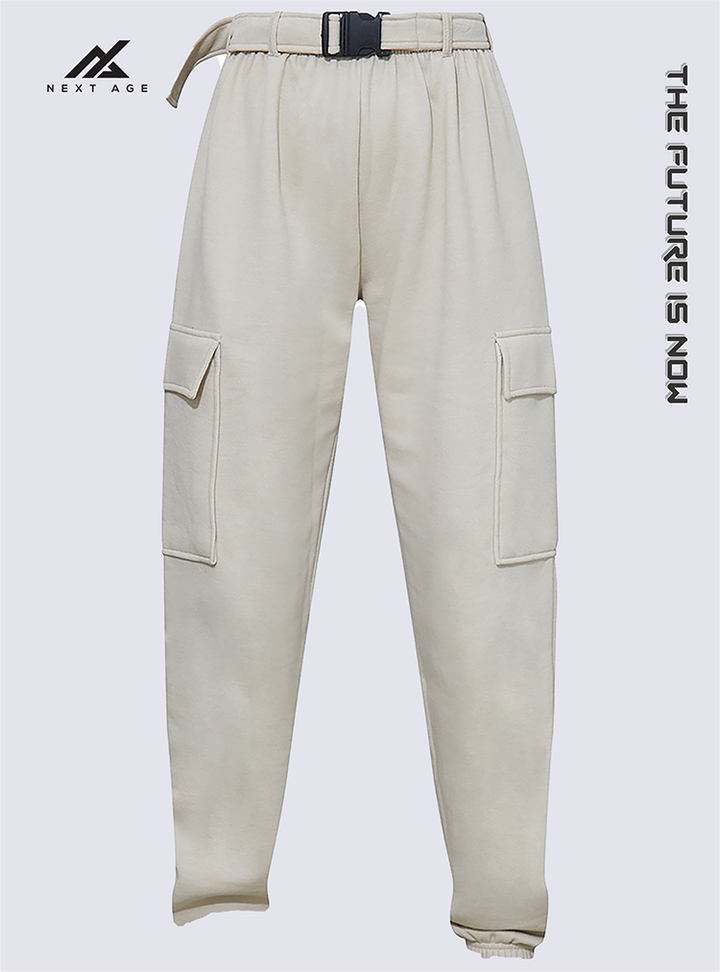 SAND BELTED CARGO JOGGERS