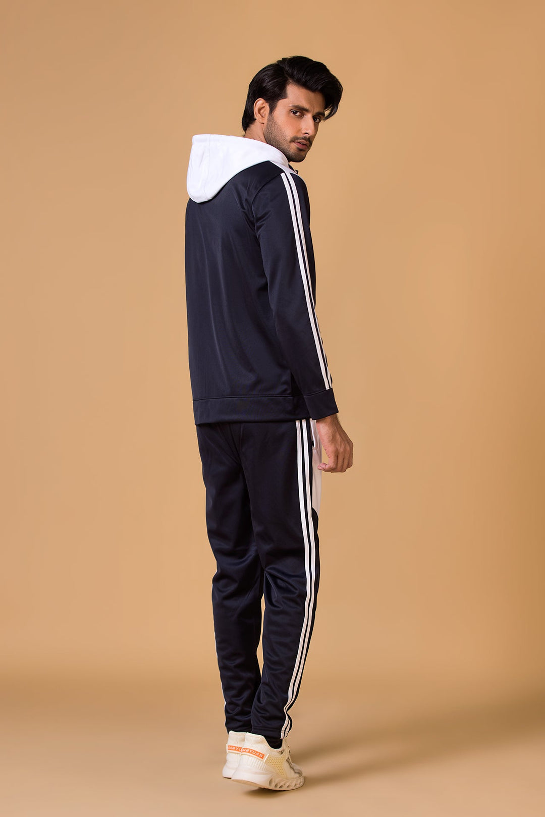 Navy Blue Contrast Hooded Tracksuit