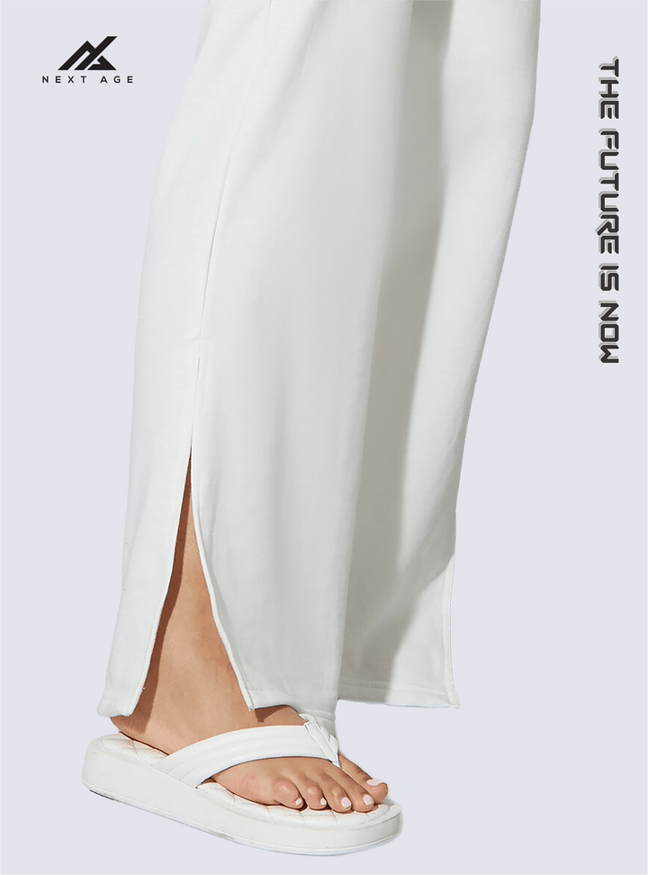 CREAM SPLIT STRAIGHT LEG TROUSER