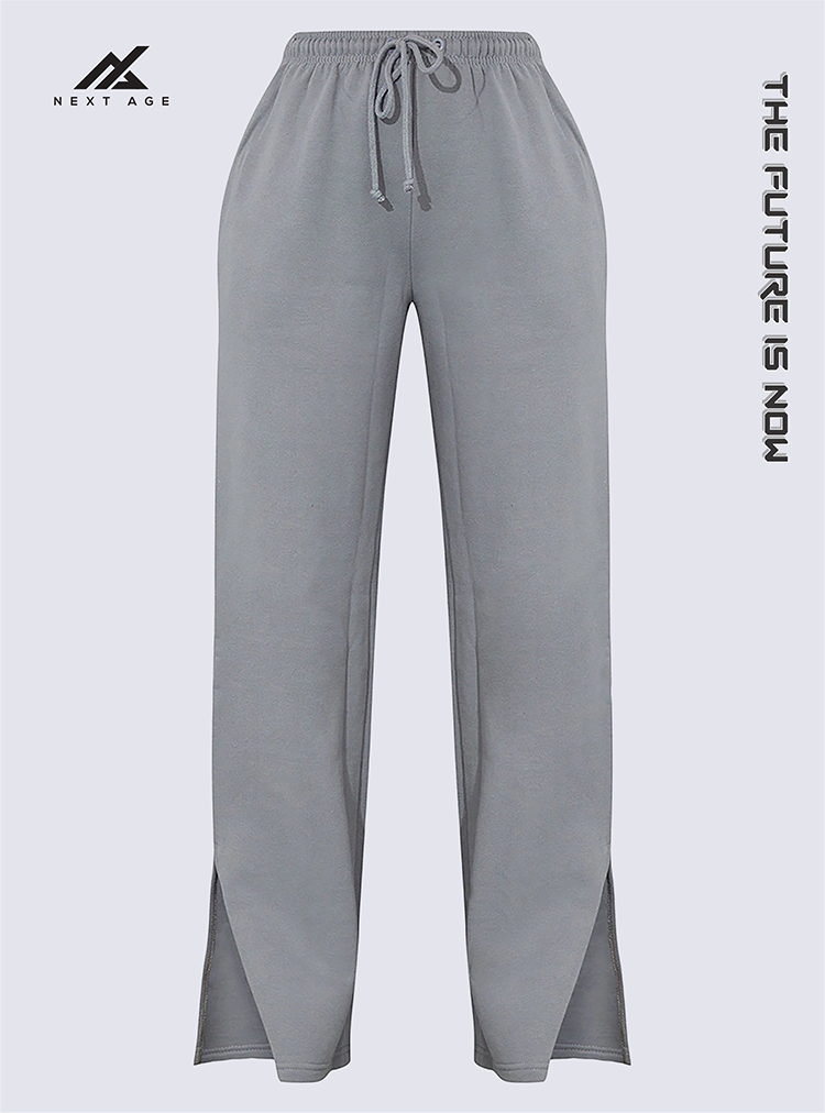 GREY STRAIGHT WIDE LEG TROUSER PANTS