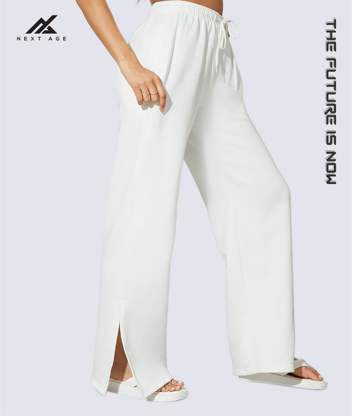 CREAM SPLIT STRAIGHT LEG TROUSER