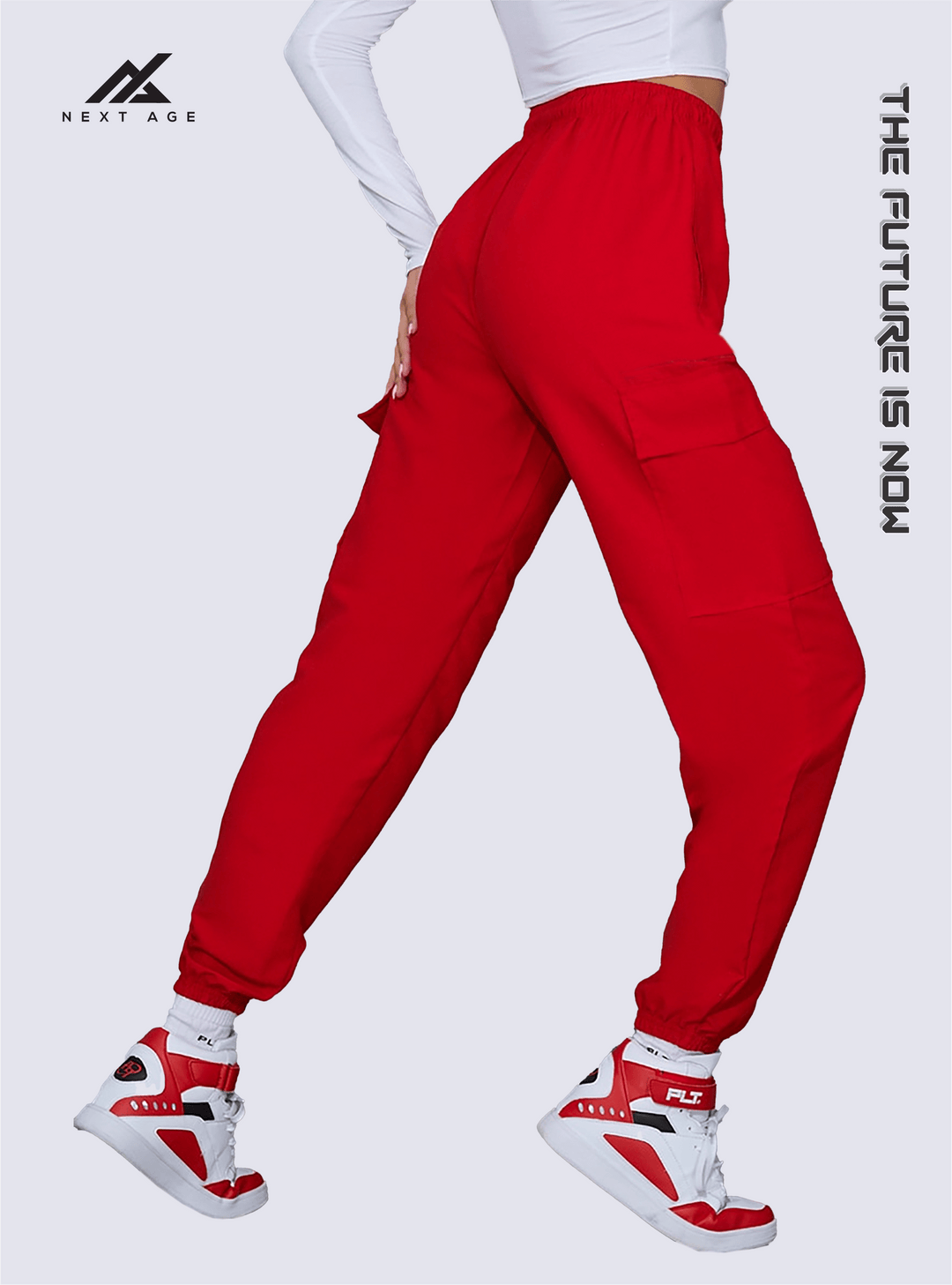 Skinny Red Pocket Details Joggers