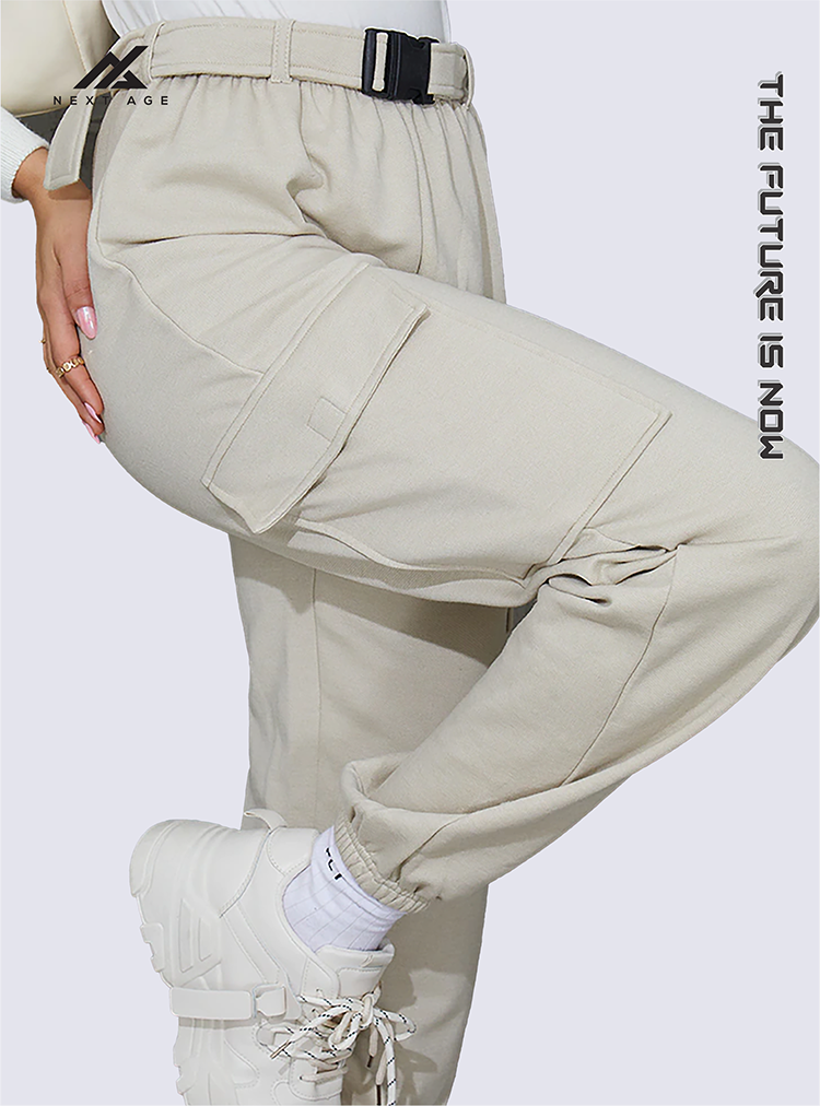 SAND BELTED CARGO JOGGERS