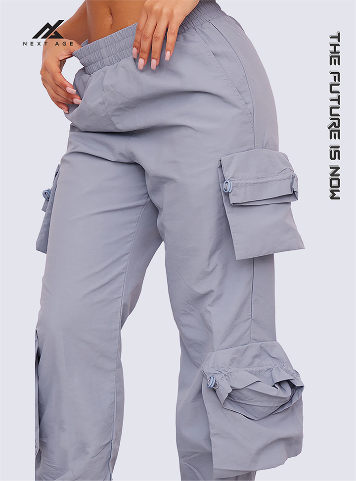 Nylon Pocket Details Cargo Pants