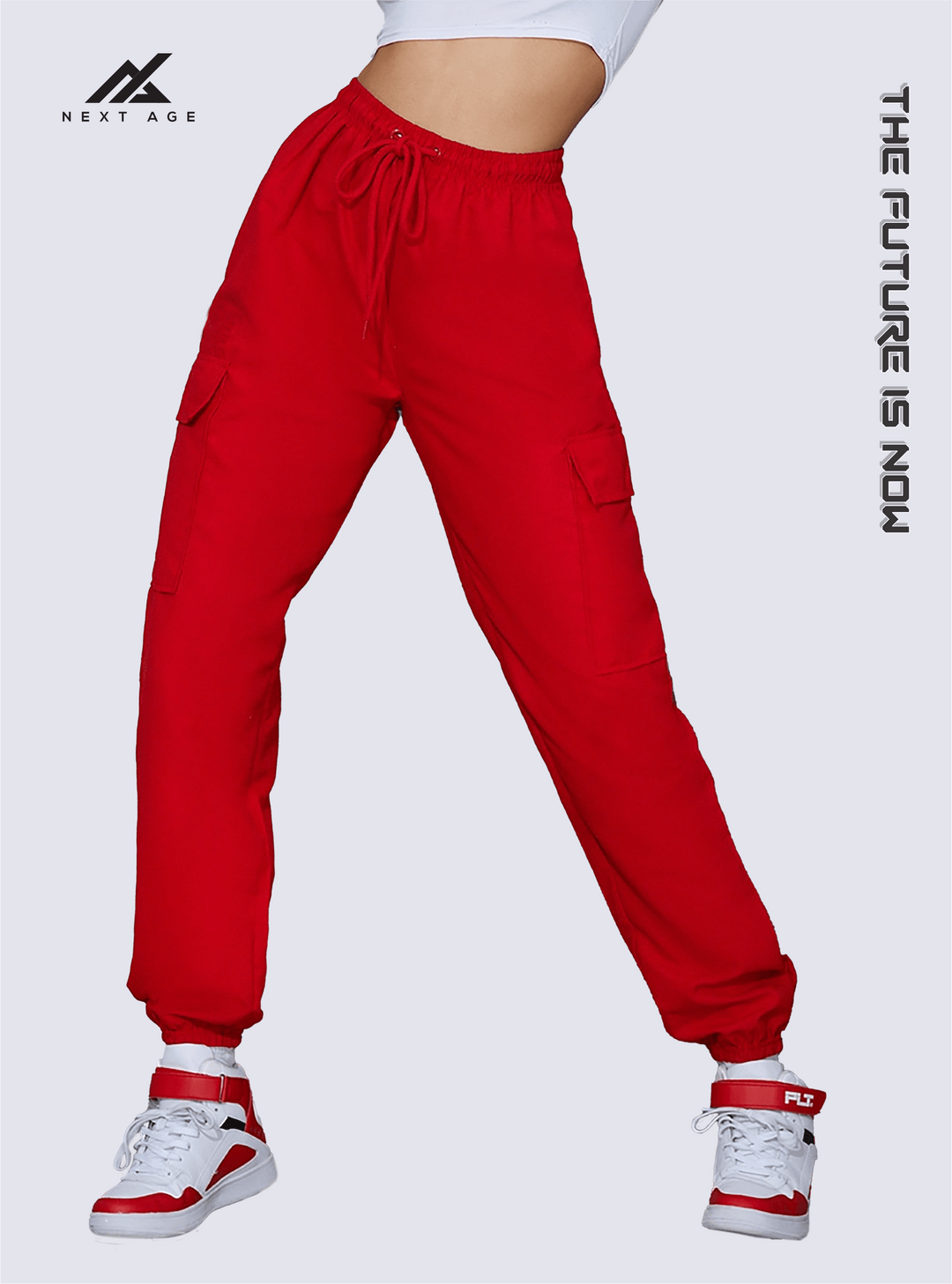 Skinny Red Pocket Details Joggers