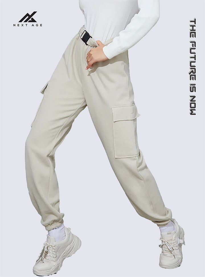 SAND BELTED CARGO JOGGERS