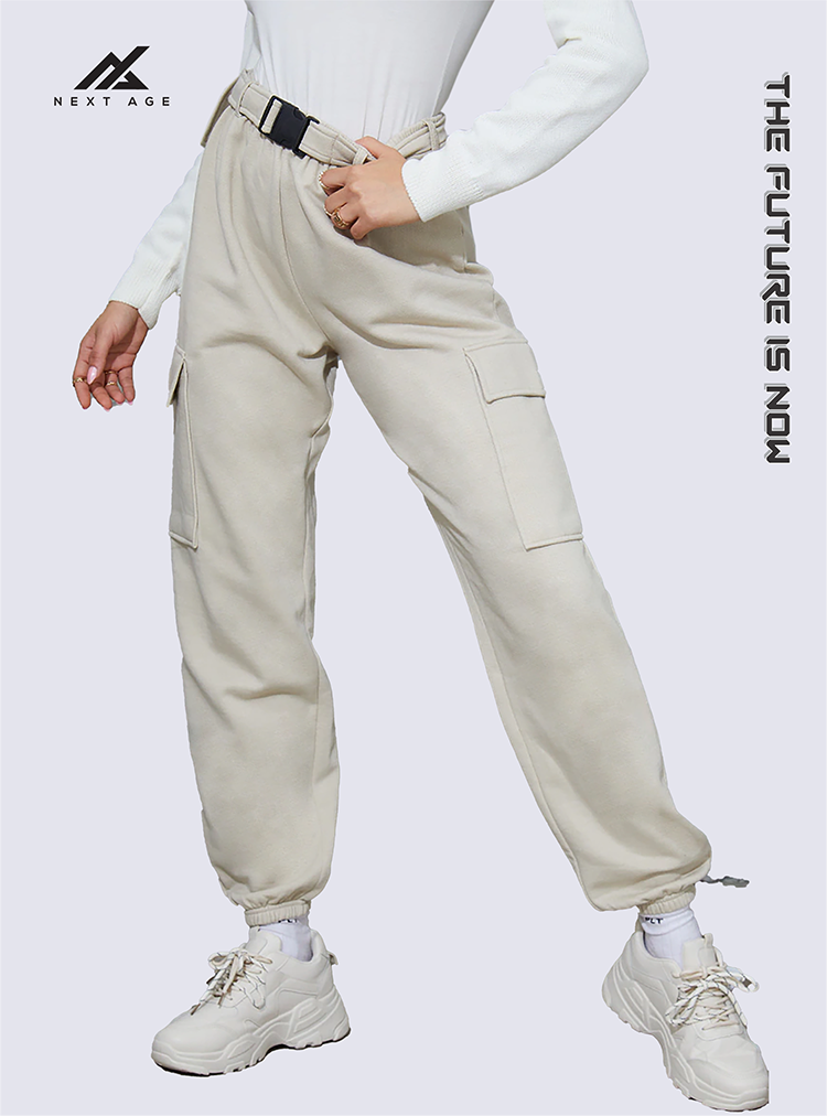 SAND BELTED CARGO JOGGERS